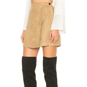 Revolve A Line Faux Suede Skirt in Dark Camel, 2